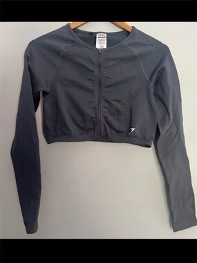 Gymshark Sweat Seamless Long Sleeve Zip Crop Top Size Medium